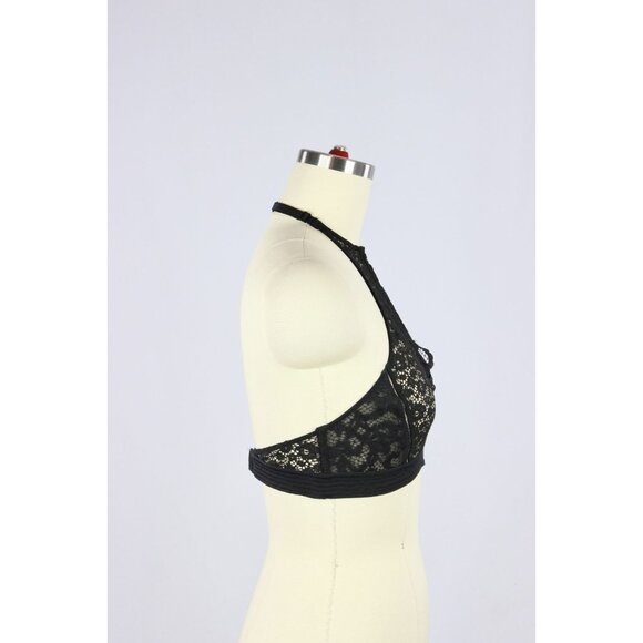 VICTORIA'S SECRET Very Sexy Black Lace Keyhole Halter Bralette Bra, Size M - Picture 11 of 13